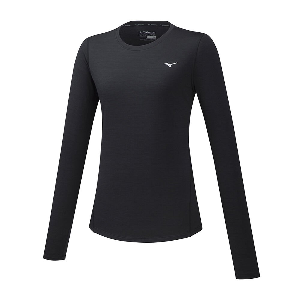 Camisetas Mizuno Impulse Core LS Mujer Negras Outlet OAVU-53972